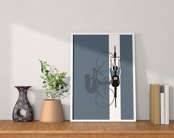 Fietsposter | Illustratie | moderne decoratie voor fietsers | Fietscadeau | Cadeau voor fietsers