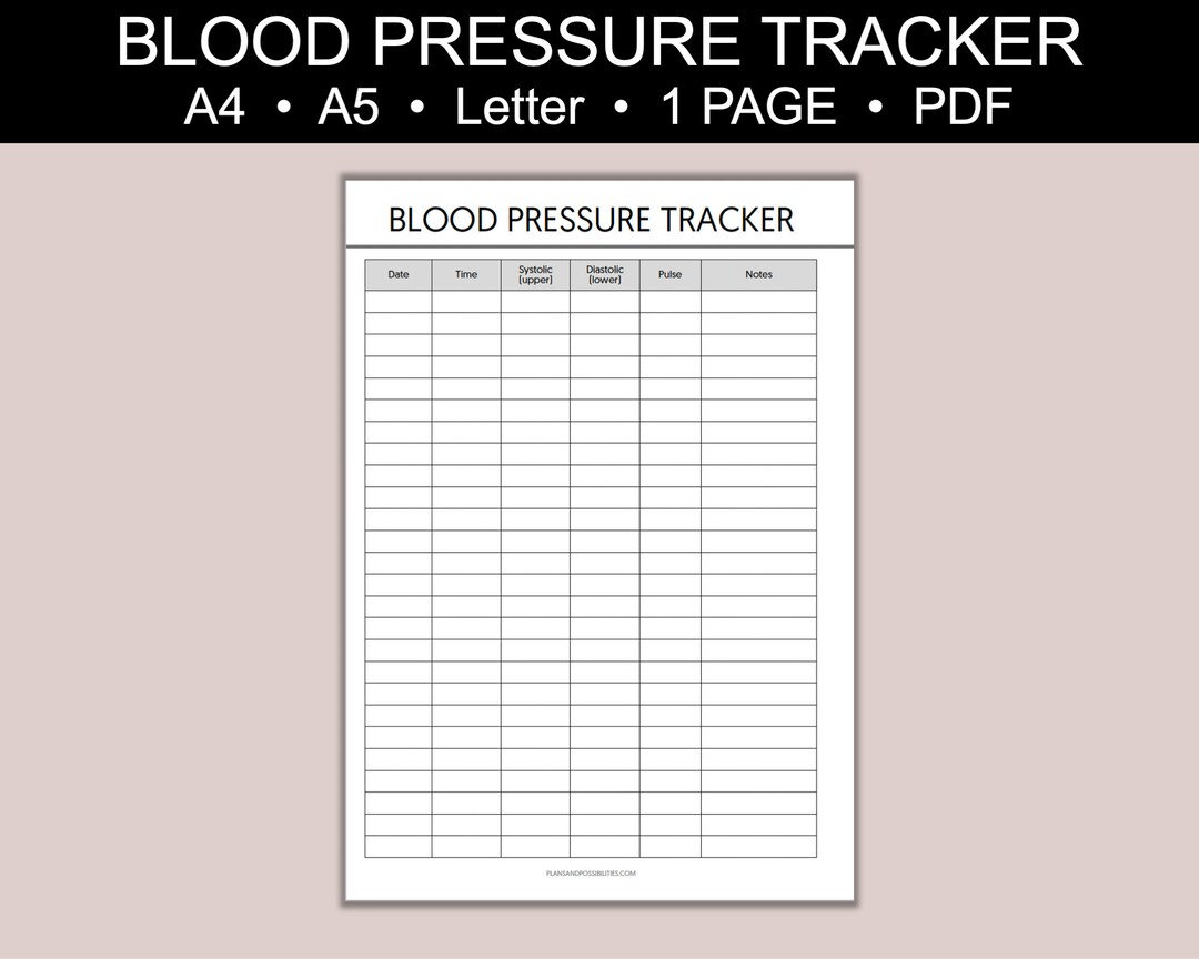 Blood Pressure Tracker Printable Blood Pressure Chart Blood - Etsy ...