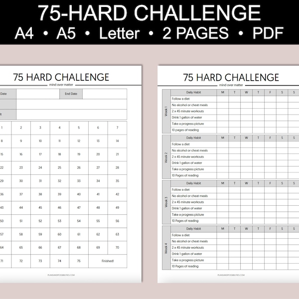 75 Hard Template - Etsy