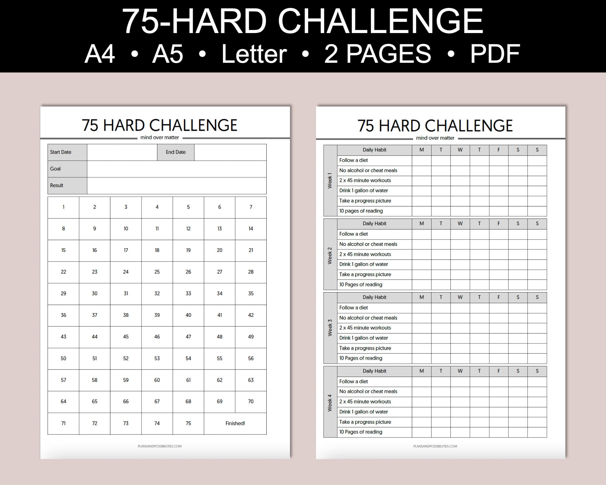 75 Day Hard Challenge Checklist Pdf Free Download