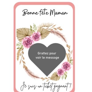 Bonne fete maman Carte à Gratter Personnalisée,  Surprise, Annonce Spéciale, Demande Originale , mariage , grossesse , voyage , grattage