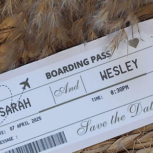 Cadeau original /Billet Avion a gratter,humour bon cadeau grattage ,mariage, voyage ,EVJ,EVG ,personnalise , plastifie 24x10 cm sur commande
