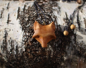 Wooden Fox Pendant Necklace for Women and Men