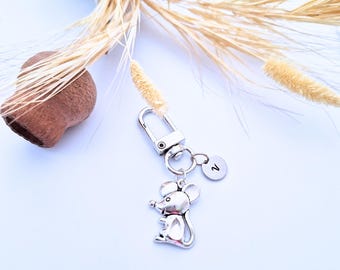 Llavero de rata, dije inicial, llavero personalizado hecho a mano