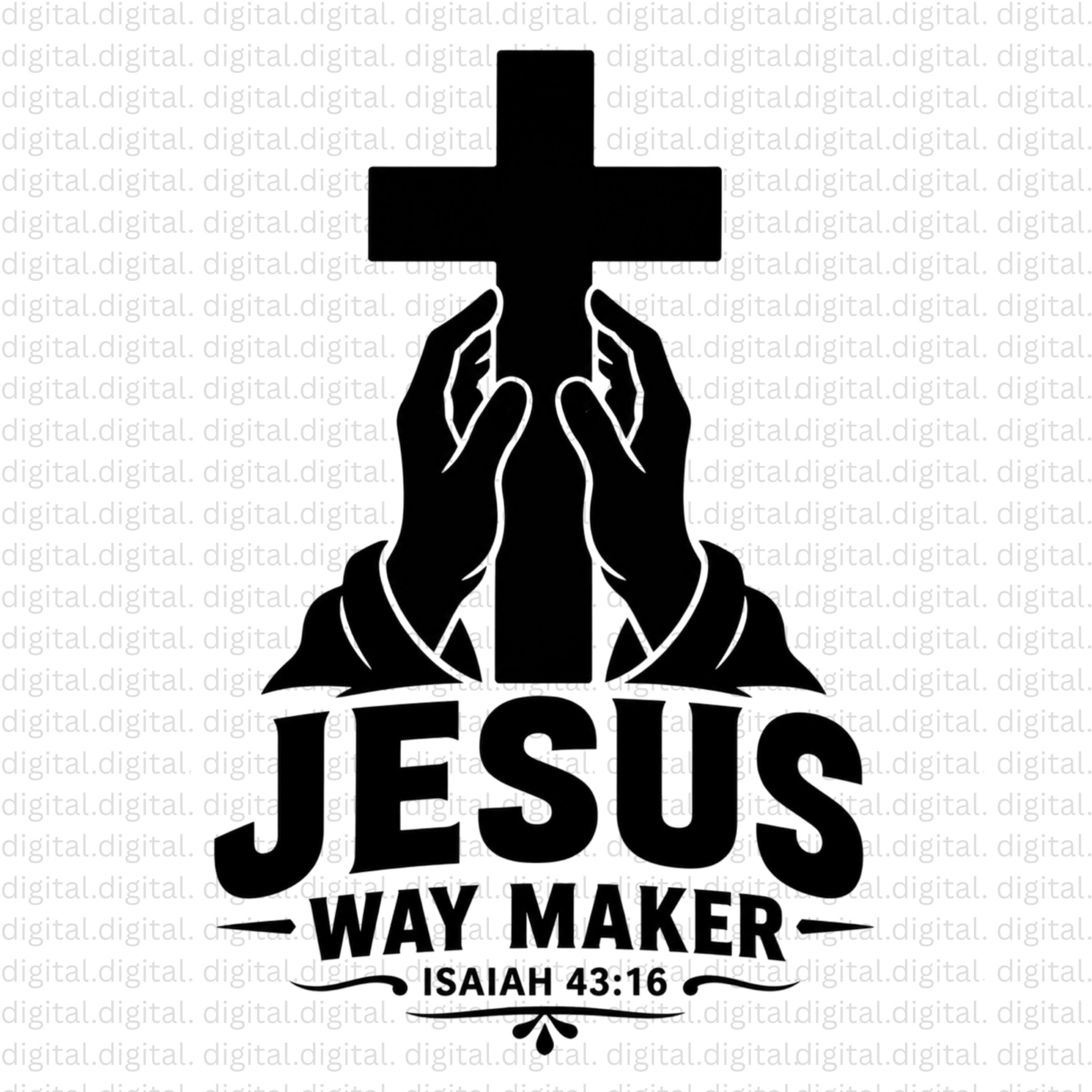 Way Maker Jesus Jesus Way Maker PNG JPG, Christian Cross Shirt, Bible Verse, Digital ...