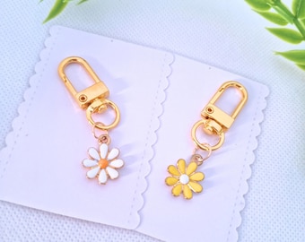 Portachiavi A Forma Di Margherita Con Ciondolo Fiore Smaltato - Accessorio Per Borsa Donna, Regalo Festa Della Mamma - 3