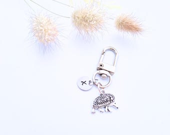 Hedgehog Initial Keychain, Animal Lover Gift
