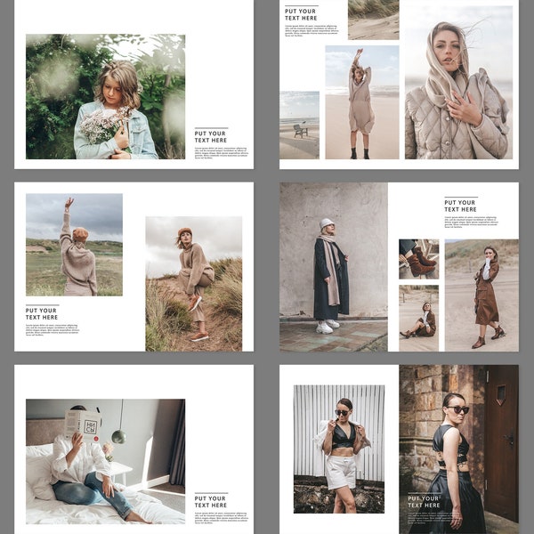 Portfolio Fashion Photography Lookbook Photobook Photoshop Template, A4, 28 Pages, PSD / PSB
