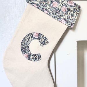 Personalised William Morris Christmas Stocking Pimpernel Fabric Handmade Calico Stocking | Personalised Christmas Gift