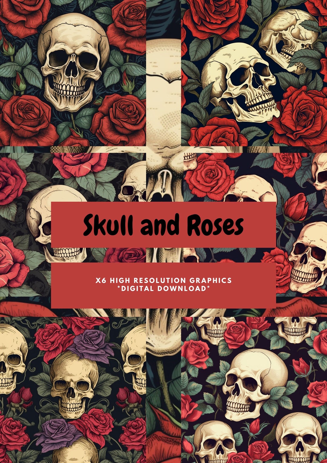 Skull and Roses | Colourful Skull Patterns | Scrapbooking Digital ...