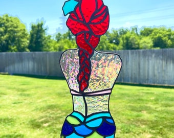 Stained Glass Mermaid Suncatcher: Multicolor Window Hanging