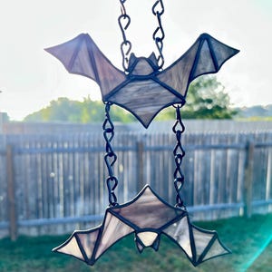 Halloween stained glass bat suncatcher Halloween gift Custom stained glass window hangings Halloween artwork Halloween stained glass horror