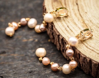 Art Deco Natural Freshwater Pearl Drop Earrings Elegant Long Dangle Freshwater Pearl Stud Earrings Bridal Pearl Earrings Wedding Jewelry