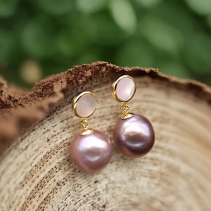 Handmade Baroque Earrings Unique Natural Baroque Pearl Earrings Delicated Purple Baroque Stud Earrings Women Bridal Wedding Pearl Jewelry