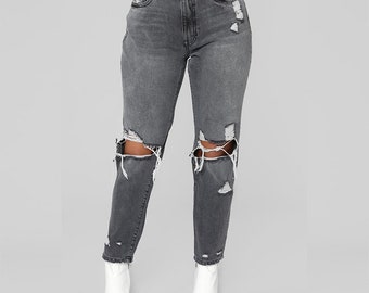 gray ripped jeans womens