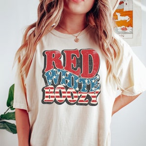 Comfort Colors Red White and Boozy Shirt, Retro Fourth of July Shirt, 4th of July Independence Day tee, Patriotic America Shirt, Labor Day