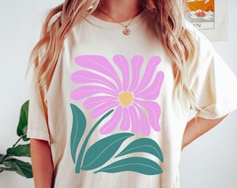 Floral Comfort Colors T-Shirt: Retro Wildflower Tee