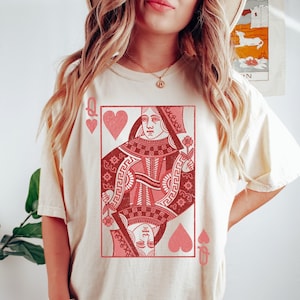 Comfort Colors Queen of Hearts Shirt, Mothers Day Gift, Valentines Day Shirt, Retro Funny Teacher Valentines Shirt, Alice in Wonderland Tee