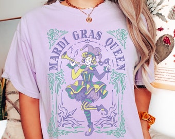 Comfort Colors Mardi Gras Queen Shirt: Retro Carnival Party Tee