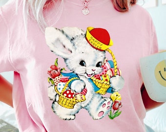 Comfort Colors Vintage Easter Bunny Shirt: Retro Teacher Tee