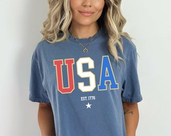Comfort Colors USA T-Shirt: Retro Patriotic 4th of July Tee
