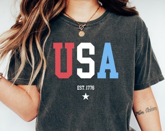 Comfort Colors Retro USA Shirt, 4th of July Shirt, America Patriotic Shirt, 4th of July Tee, American Flag Shirt, Big USA Tshirt, Usa Tee