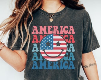 Comfort Colors Retro America Shirt, Fourth of July Shirt, 4th of July Independence Day tee, Patriotic America Shirt, Freedom Tee, USA TShirt