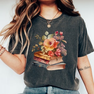 Comfort Colors Floral Book Watercolor Shirt, Wildflowers Book Shirt, Book Lovers T-shirt, Gift For Book Lover, Gift For Teachers, Book Shirt