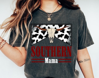Southern Mama Bull Skull Comfort Colors T-Shirt