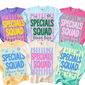 Specials Squad Dream Team Comfort Colors Shirt, Back To School Matching Teacher Team Tee, Specials Teacher Team Striped Retro Stars Tshirt