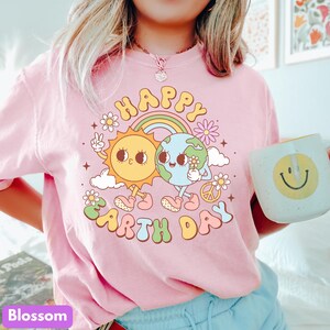 Comfort Colors Earth Day T-Shirt: Planet Climate Change Tee Blossom