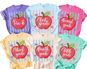 Camiseta de rayas Comfort Colors del equipo de ensueño de primer grado / Camiseta del equipo del profesor, camiseta a juego para el regreso a clases, nivel de grado