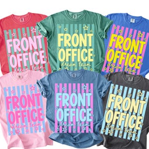Front Office Dream Team Retro Stripes Comfort Colors Shirt, School Administration Matching Tshirt, School Secretary Tee Bild 2