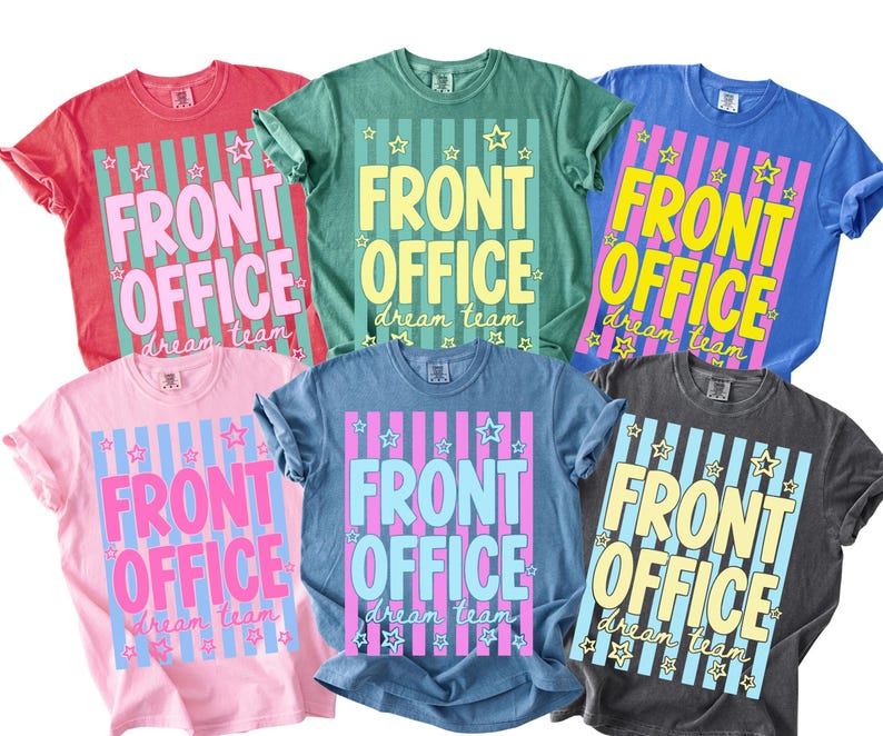 Front Office Dream Team Retro Stripes Comfort Colors Shirt, School Administration Matching Tshirt, School Secretary Tee Bild 2
