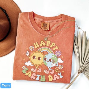 Comfort Colors Earth Day T-Shirt: Planet Climate Change Tee Yam