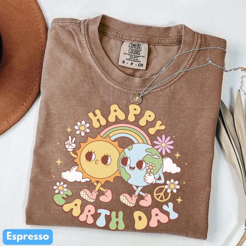 Comfort Colors Earth Day T-Shirt: Planet Climate Change Tee Espresso