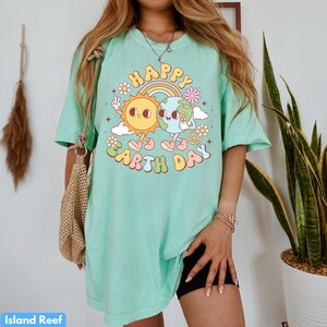 Comfort Colors Earth Day T-Shirt: Planet Climate Change Tee Island Reef