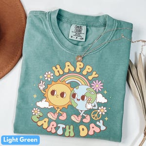 Comfort Colors Earth Day T-Shirt: Planet Climate Change Tee Light Green