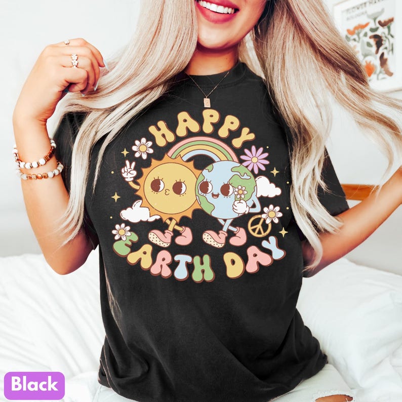 Comfort Colors Earth Day T-Shirt: Planet Climate Change Tee Black