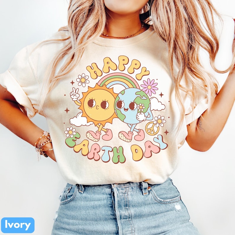 Comfort Colors Earth Day T-Shirt: Planet Climate Change Tee Ivory