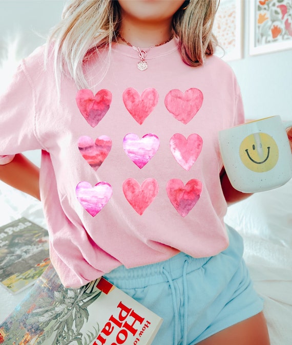 Comfort Colors Watercolor Hearts Shirt, Girls Valentines Shirt, Women's Heart  Shirt, Valentine's Day Gift, Teachers Valentines, Cute Heart - Etsy