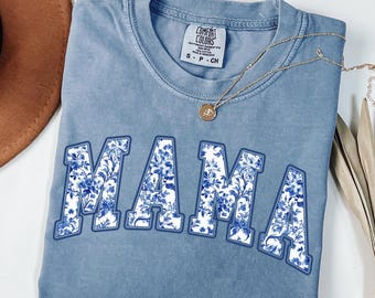 Floral Mama Comfort Colors Shirt: Chinoiserie T-Shirt, New Mom Gift