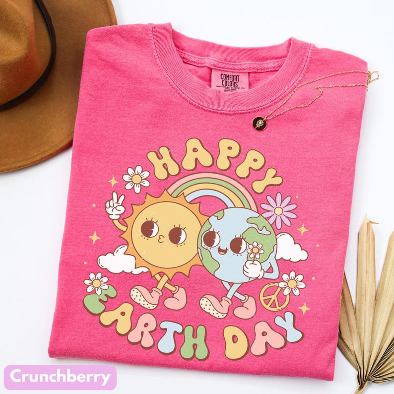 Comfort Colors Earth Day T-Shirt: Planet Climate Change Tee Crunchberry
