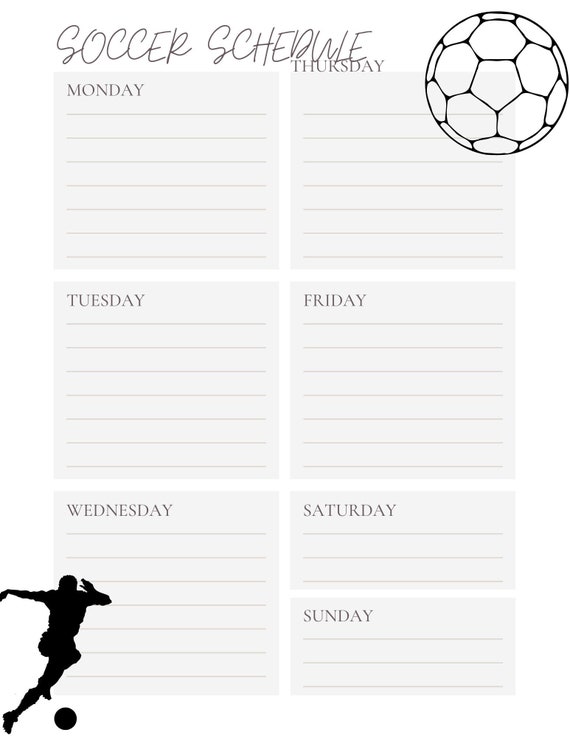 Soccer Schedule for Busy Moms to Organize Kids Sports Etsy