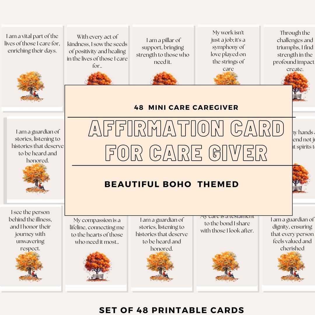48 Affirmation Caregiver Card Printable, Calming Corner, Uplifting ...