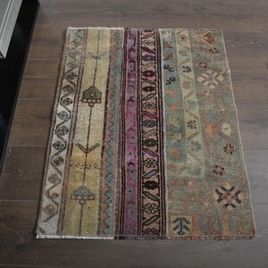 2.2x2.8 ft PATCHWORK, Turkish Rug, Handmade Vintage Bath Rug, Home Decor, Turkish Rug 2x3, Turkish Door mat Rug, Tiny Rug, Kitchen Throw Rug