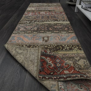 2.2x7.5 ft, TURKISH RUNNER RUG, Oushak Runner, Bohemian Decor, Vintage Runner, Handwoven Runner, Patchwork Rug, Hallway Runner, Wool Rug