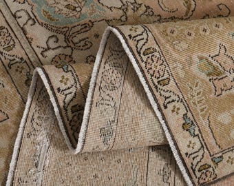 9'6x12'4 ft, ORANGE TURKISH RUG, Vintage Rug, Floral Boho Rug, 10x12 Area Rug, Living Room Rug, Wool Rug, Large, Luxury Home Decor, Eclectic