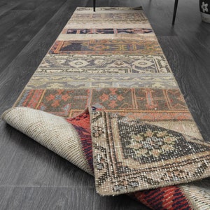 1&#39;8x7&#39;6 ft Turkish Runner, Oushak Runner, Boho Decor, Handwoven Runner, Patchwork Runner, Vintage Runner, Wool Runner, Hand-Knotted, Carpet