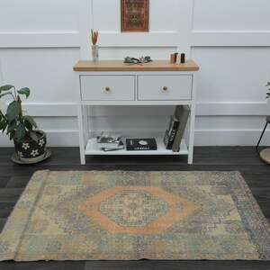 3'6x5'7 ft, VINTAGE TÜRKISCHER TEPPICH, Minimalistischer Teppich, Teppich, Flur Teppich, Dekor Teppich, Designerteppich Bild 10